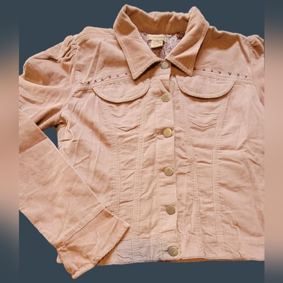 Y2K ~ AT LAST & COMPANY ~ NICE ~ PEACH CORDUROY BUTTON-UP JACKET SZ. LG - Picture 3 of 7